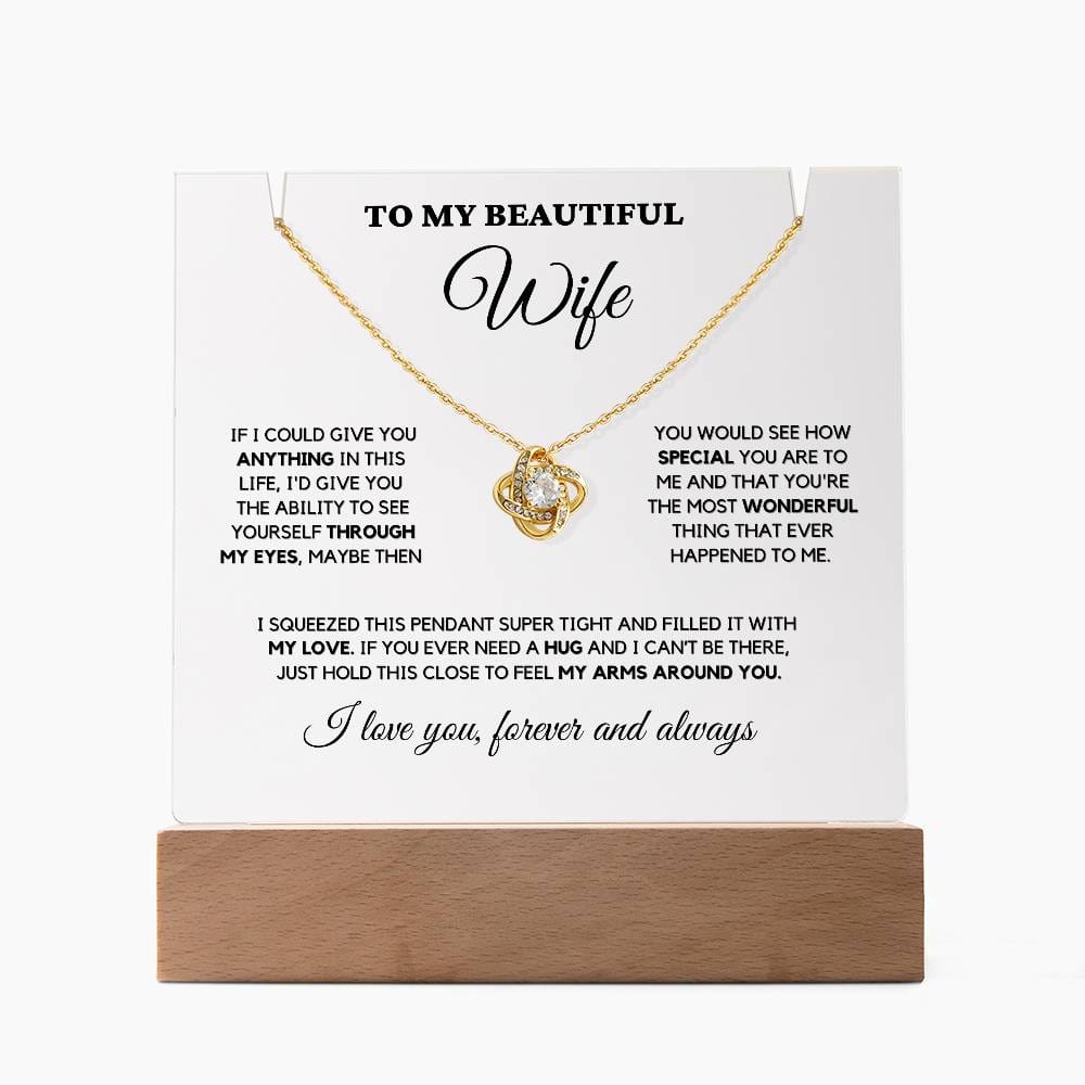 To My Beautiful Wife - Love Knot Necklace on Acrylic Stand