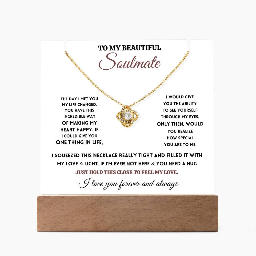 To My Beautiful Soulmate - Love Knot Necklace with Acrylic Stand