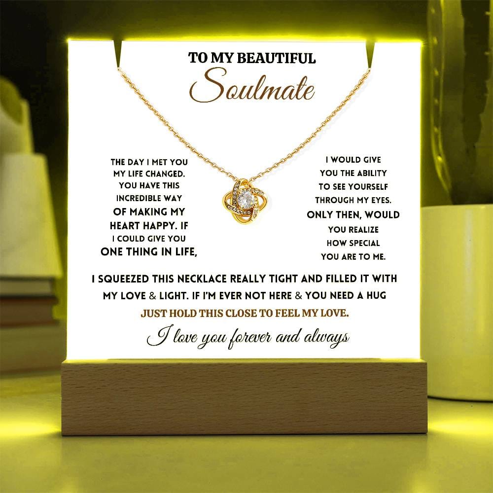 To My Beautiful Soulmate - Love Knot Necklace with Acrylic Stand