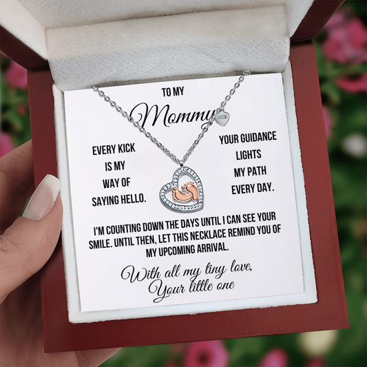 To My Mommy "Counting Down the Days" Baby Feet Heart Necklace
