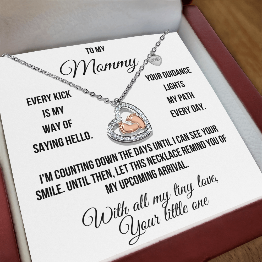 To My Mommy "Counting Down the Days" Baby Feet Heart Necklace