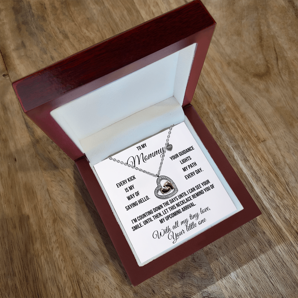 To My Mommy "Counting Down the Days" Baby Feet Heart Necklace