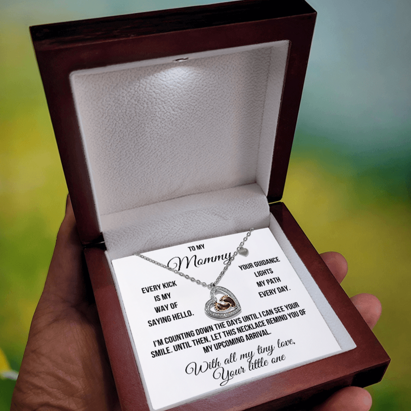 To My Mommy "Counting Down the Days" Baby Feet Heart Necklace