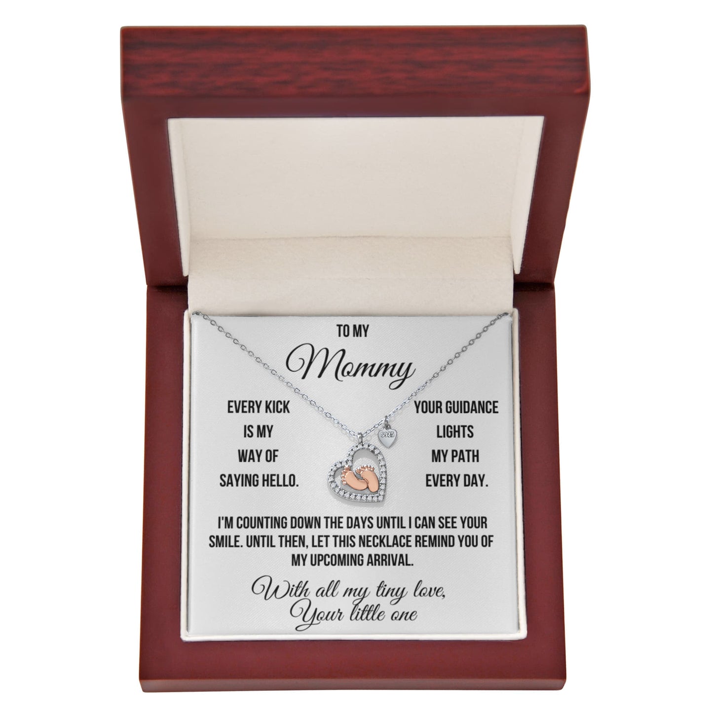 To My Mommy "Counting Down the Days" Baby Feet Heart Necklace