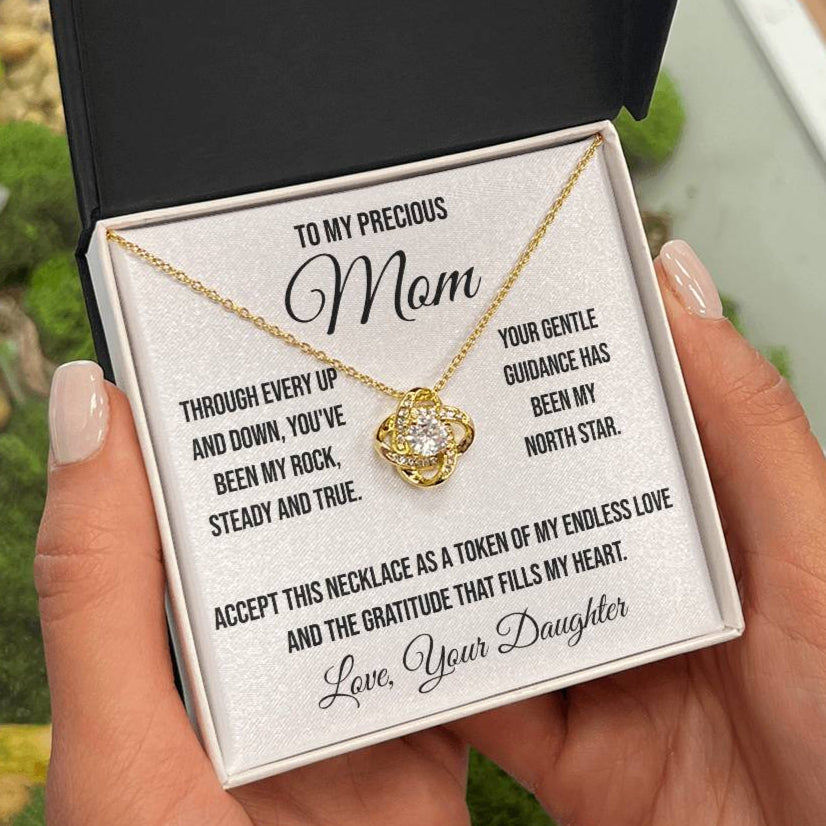 To My Precious Mom "Through Every Up and Down" Love Knot Necklace