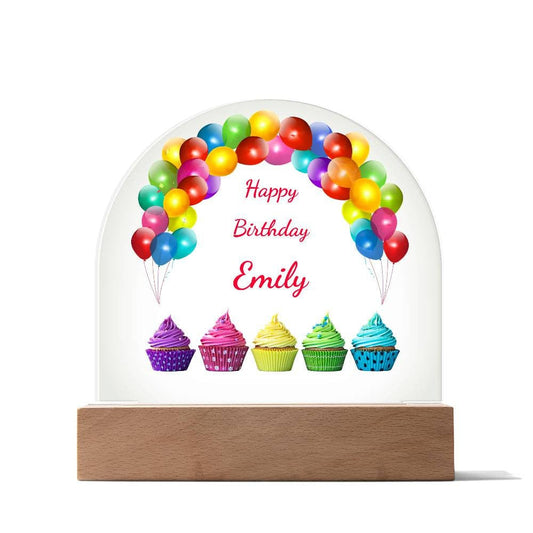 Birthday Dome: LED-Lit Acrylic Base for Children's Display - Personalized with Your Childs Name