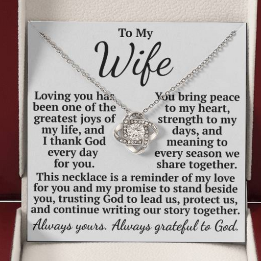 Always greatful to God -Love Knot Necklace