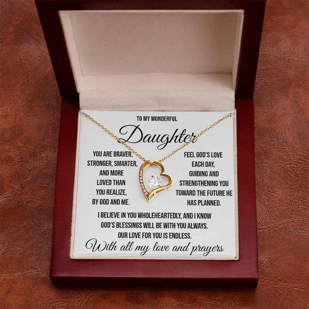 To My Wonderful Daughter "by God and by me" Forever Love Necklace