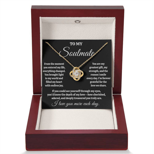 To My Soulmate "You Brought Light" Love Knot Necklace
