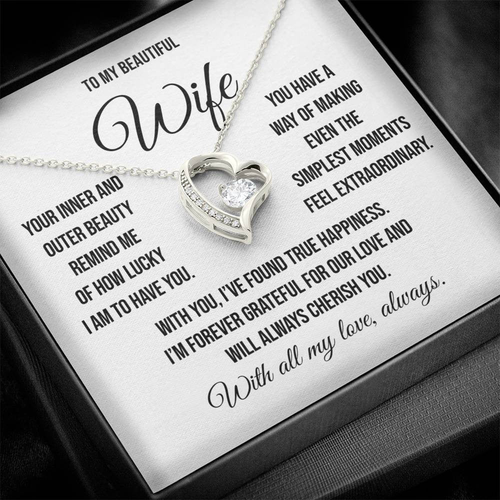 To My Beautiful Wife "Simplest Moments" Forever Loe Necklace