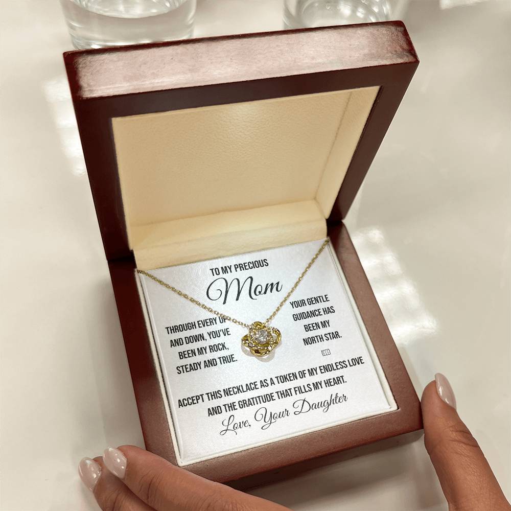 To My Precious Mom "Through Every Up and Down" Love Knot Necklace