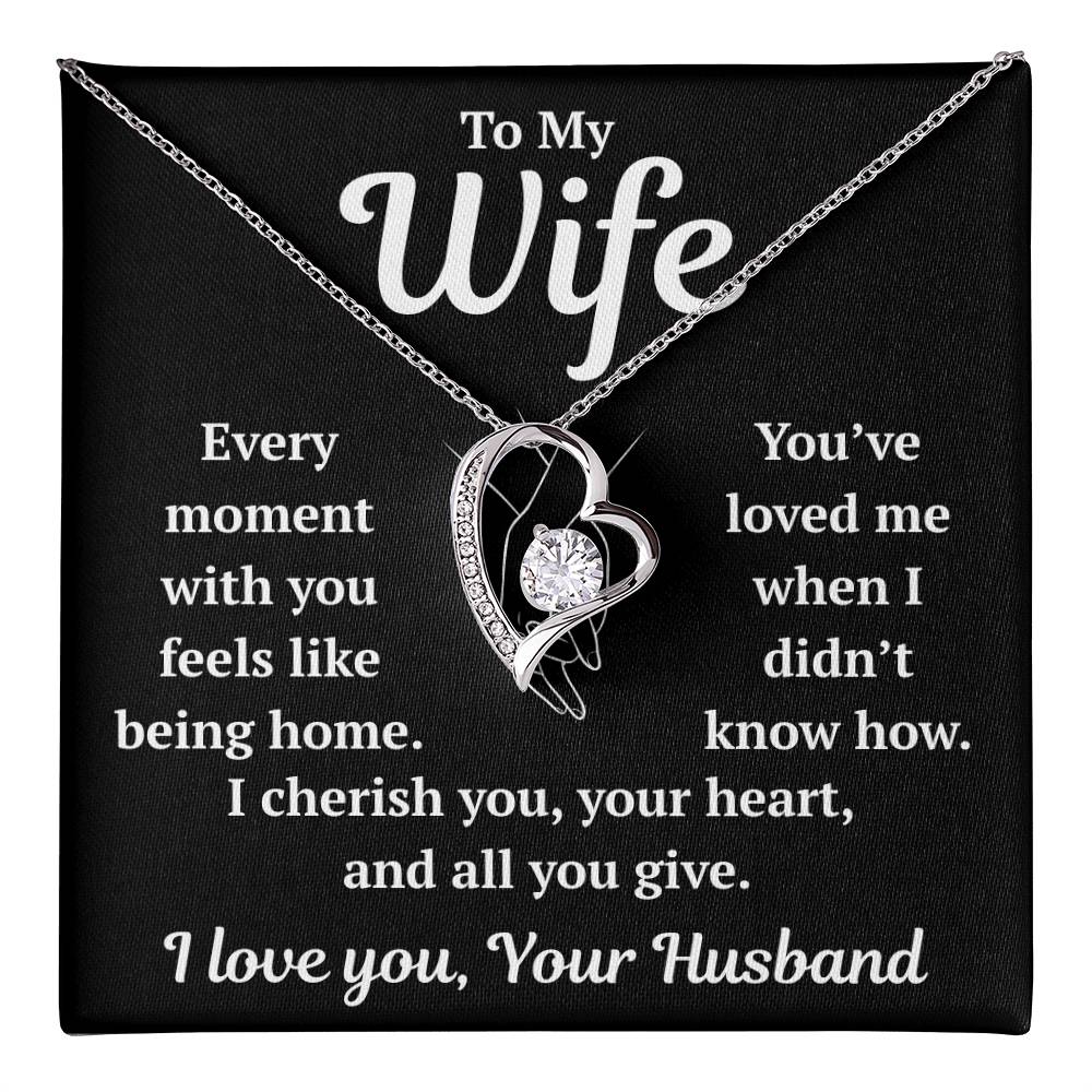 To My Wife "I Cherish You" Forever Love Necklace