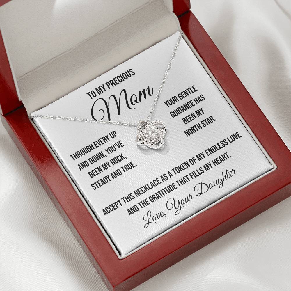 To My Precious Mom "Through Every Up and Down" Love Knot Necklace