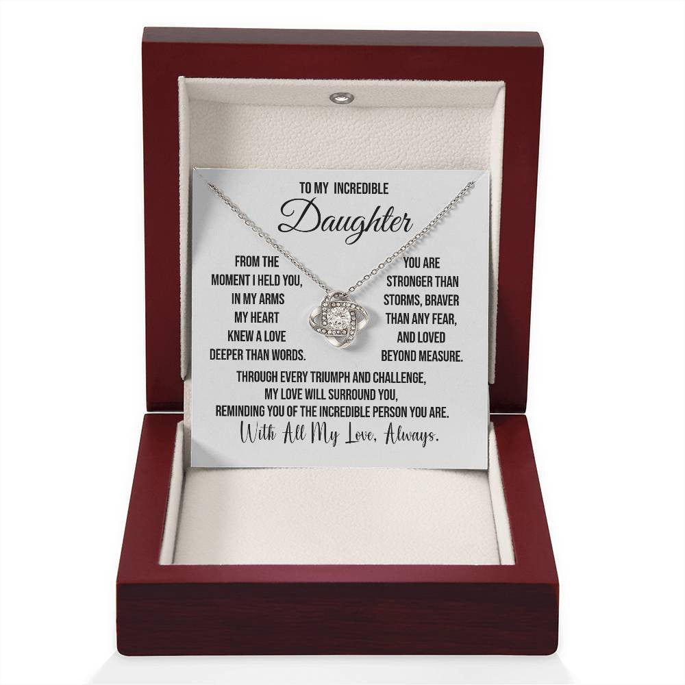 To My Incredible Daughter "From the Moment I" Love Knot Necklace