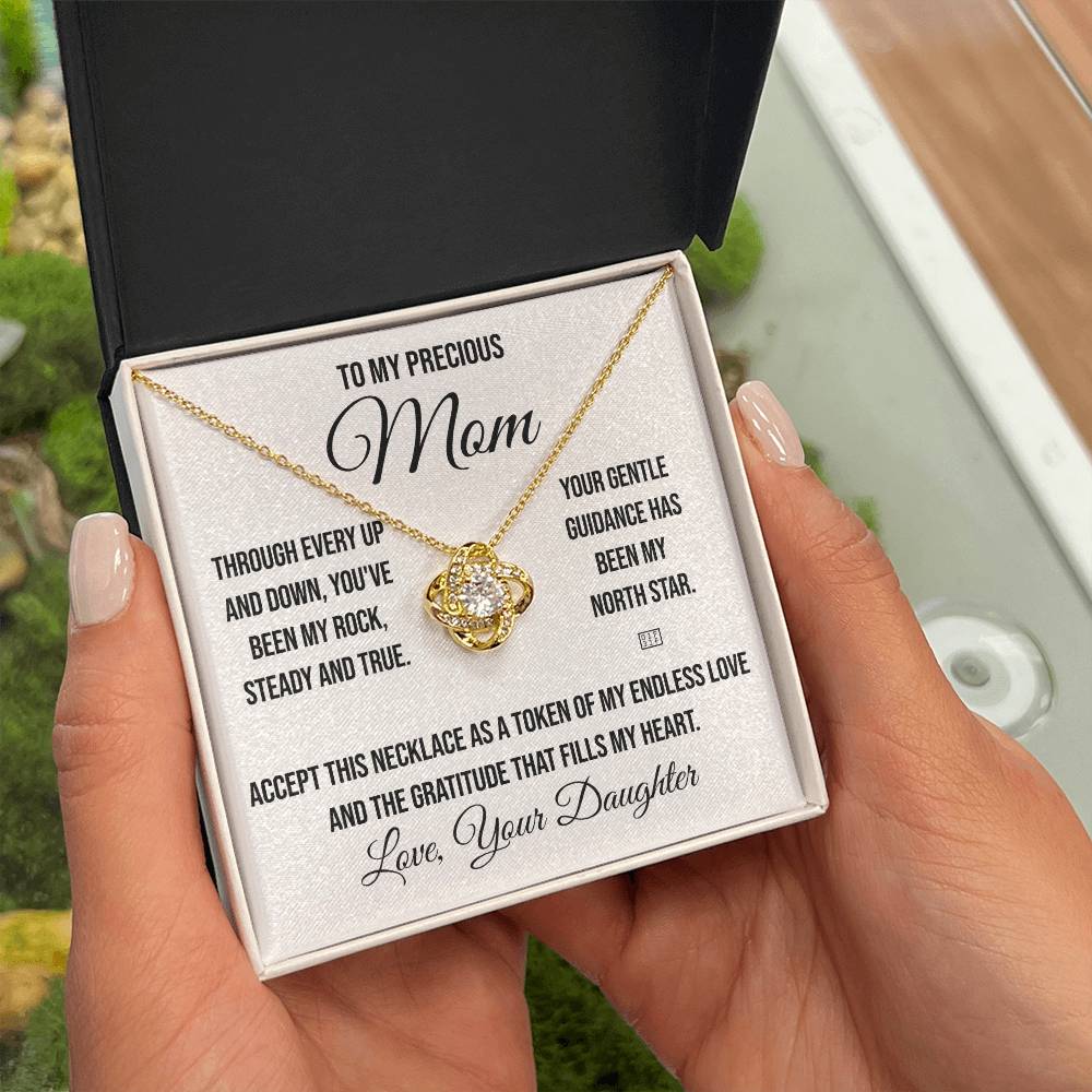 To My Precious Mom "Through Every Up and Down" Love Knot Necklace