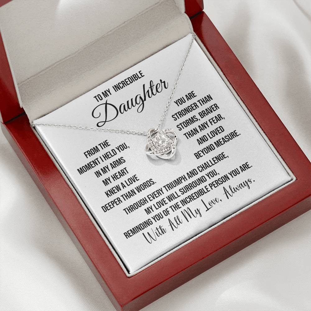 To My Incredible Daughter "From the Moment I" Love Knot Necklace