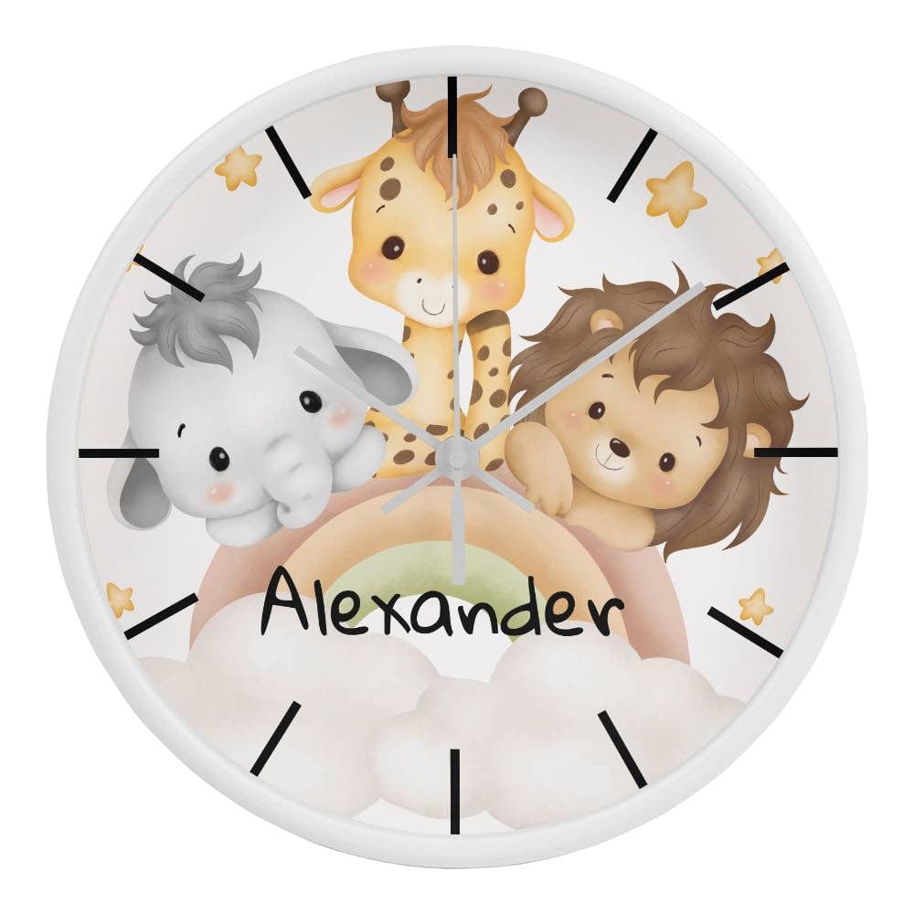 Nursery Wooden Frame 10" Clock with Personalized Child's Name