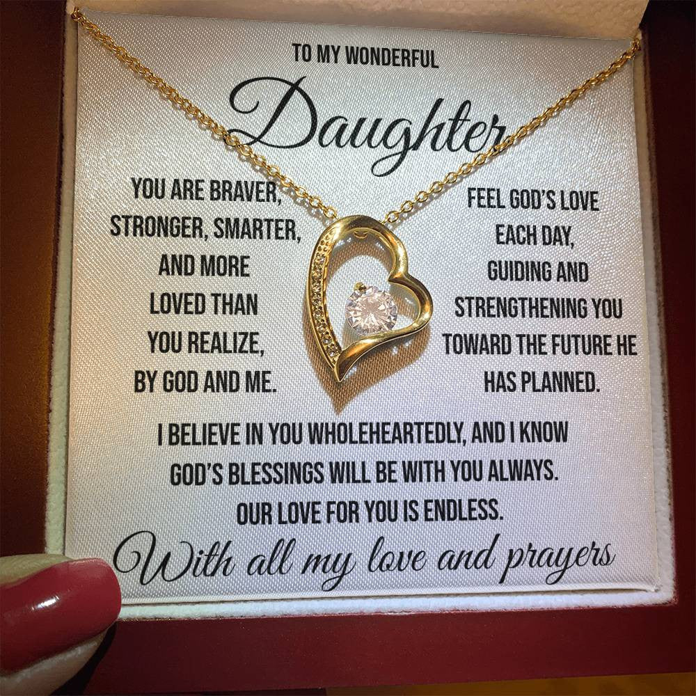 To My Wonderful Daughter "by God and by me" Forever Love Necklace